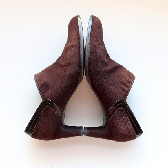 Stuart Weitzman Brown Suede Leather Pointy Almond Toe Heeled Ankle Boots Booties - Picture 10 of 16